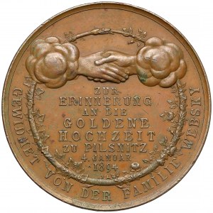 Śląsk, Wrocław, Medal złote gody Remusa Woyrscha i Cecylii Websky 1864 r.