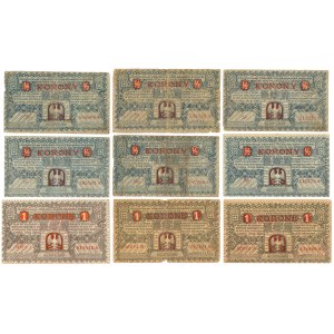 Kraków, 6x 1/2 i 3x 1 korona - zestaw (9szt)