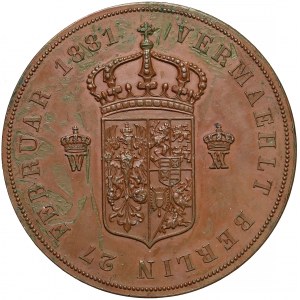Niemcy, Prusy, Wilhelm I, Medal - Ślub Wilhelma z księżną Augustą 1881 (Kullrich)