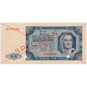 20 złotych 1948 - SPECIMEN - A - perforacja