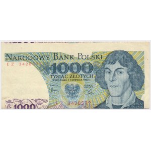 Destrukt 1.000 złotych 1982 - EZ - błąd ciecia - przesunięcie