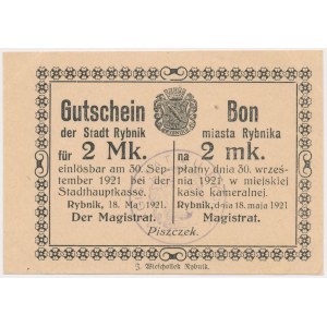Rybnik, 2 marki 1921 - bez numeratora