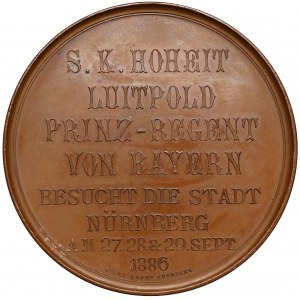 Niemcy, Bawaria, Luitpold Wittelsbach, Medal na pobyt księcia w Norymberdze 1886 (Lauer)