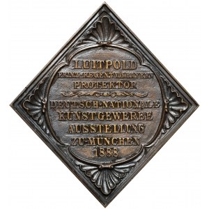 Niemcy, Bawaria, Luitpold Wittelsbach, Plakieta - Wystawa Sztuki i Rzemiosła w Monachium 1888