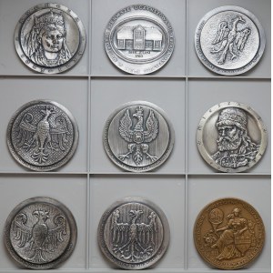 Medale PRL królowie + Zamojski (9szt)