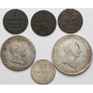 Zabory, od 5 złotych po 1 grosz 1816-1840 (6szt)