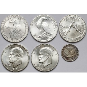 USA, Dolary i 1/4 dolara 1918-1988 (6szt)