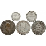 Zabory, od złotówki do 5 złotych 1817-1851, w tym Powstanie (5szt)