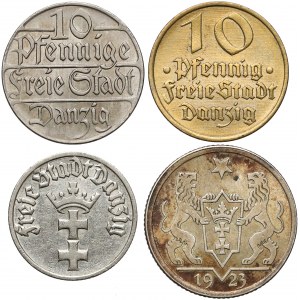 Gdańsk, 10 fenigów, 1/2 i 1 gulden 1923-1932 (4szt)