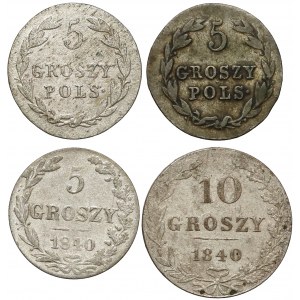 Zabory, 5 i 10 groszy 1818-1840 (4szt)