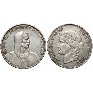 Szwajcaria, 5 franków 1892 i 1925 (2szt)