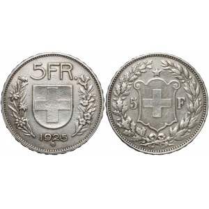 Switzerland, 5 Francs 1892 & 1925 (2pcs)