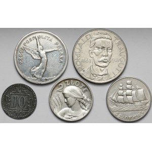 II RP zestaw monet + 10 fenigów 1920 (5szt)