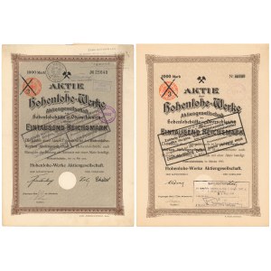HOHENLOHE-WERKE, 1.000 rmk 1905 i 1911 (2szt)