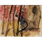 Piotr Potworowski (1898-1962), Forest landscape with red background, circa 1950.
