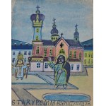 Nikifor Krynicki (1895-1968), View of the church, 1950s.