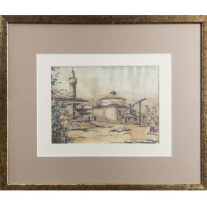 Stanislaw Chlebowski (1835-1884), View of an Oriental town with a minaret.