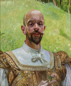 Jacek Malczewski (1854-1929), Autoportret z kwiatem koniczyny, 1909