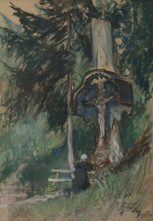 Julian Fałat (1853-1929), Przed kapliczką, ok. 1910-1915