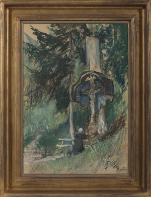Julian Fałat (1853-1929), Przed kapliczką, ok. 1910-1915