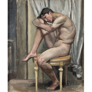 Wojciech Weiss (1875-1950), Model na taborecie, 1919