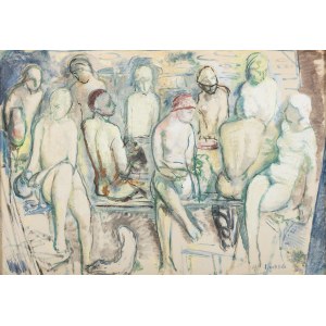 Leopold Gottlieb (1879-1934), In the bathhouse, circa 1930.