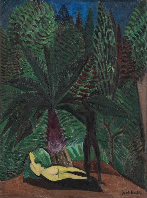 Józef Hecht (1891-1951), Akt pod drzewami, ok. 1924