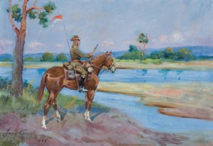Jerzy Kossak, UŁAN U BRODU, 1946