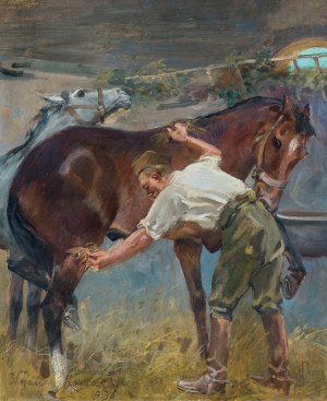 Wojciech Kossak, W STAJNI, 1938