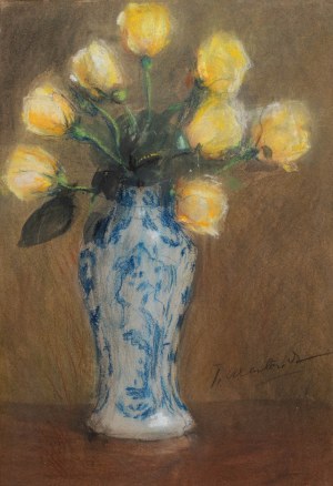Teodor Axentowicz (1859 Braszów/Rumunia - 1938 Kraków), Róże w wazonie