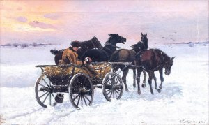 Adam Setkowicz (1875 Kraków - 1945 tamże), Zimowy zaprzęg, 1900