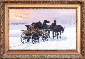 Adam Setkowicz (1875 Kraków - 1945 tamże), Zimowy zaprzęg, 1900
