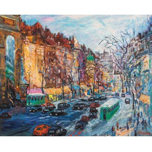 Jan Szancenbach (1928 Krakow - 1998 there), Landscape from Paris, Rue St. Denis, 1988