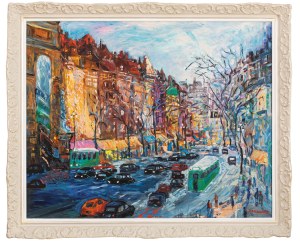 Jan Szancenbach (1928 Kraków - 1998 tamże), Pejzaż z Paryża, Rue St. Denis, 1988