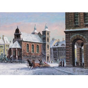 Władysław Chmieliński (1911 Warschau - 1979 dort), Blick auf die Stadt im Winter