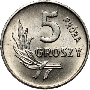 PRL, 5 groszy 1963, PRÓBA, nikl, reliéfní nápis