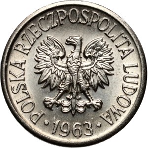 PRL, 5 groszy 1963, PRÓBA, nikl, reliéfní nápis