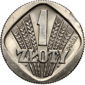 Polská lidová republika, 1 zlotý, 1958, ZKUSNÁ VERZE, nikl, okraj plechu