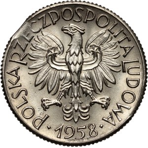 Polská lidová republika, 1 zlotý, 1958, ZKUSNÁ VERZE, nikl, okraj plechu