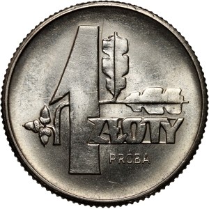PRL, 1 zloty 1958, SAMPLE, nickel, oak branch