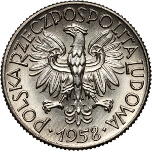 PRL, 1 zloty 1958, SAMPLE, nickel, oak branch