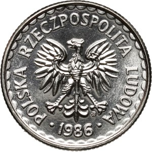 PRL, 1 zloty 1986, SAMPLE, nickel