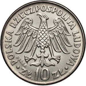 People's Republic of Poland, 10 zlotych 1964, Casimir the Great - relief inscription, PRÓBA, nickel
