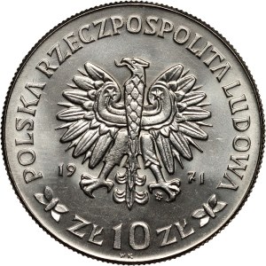 People's Republic of Poland, 10 zlotys 1971, 50th Anniversary of the Third Silesian Uprising, SAMPLE, nickel
