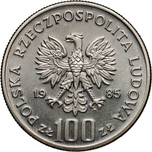 PRL, 100 złotych 1985, Pomnik - Szpital Matki Polki, PRÓBA, nikiel