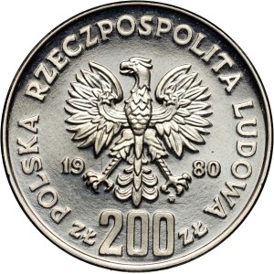 PRL, 200 złotych 1980, Bolesław I Chrobry - półpostać, PRÓBA, nikiel