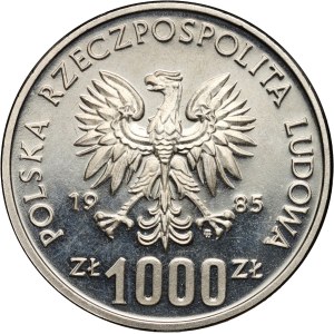 PRL, 1000 złotych 1985, Centrum Zdrowia Matki Polki, PRÓBA, nikiel