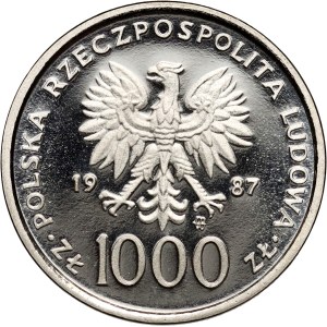 People's Republic of Poland, 1000 gold 1987, John Paul II, SAMPLE, nickel