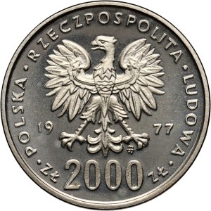 PRL, 2000 złotych 1977, Fryderyk Chopin, PRÓBA, nikiel