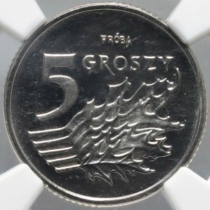 Third Republic, 5 groszy 1990, SAMPLE, nickel